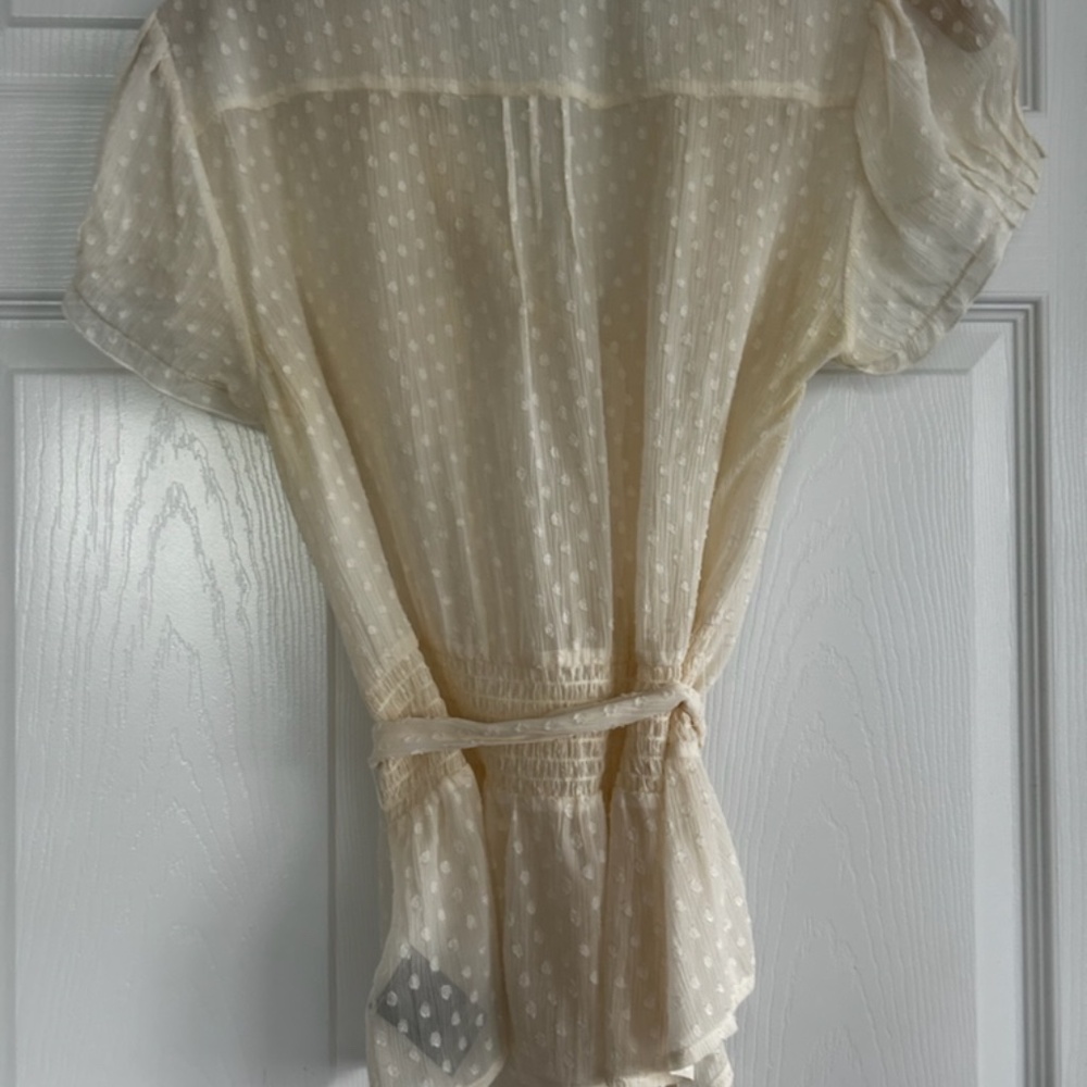 bebe - Sheer Swissdot short sleeve belted blouse (NWOT) - Picture 3 of 3